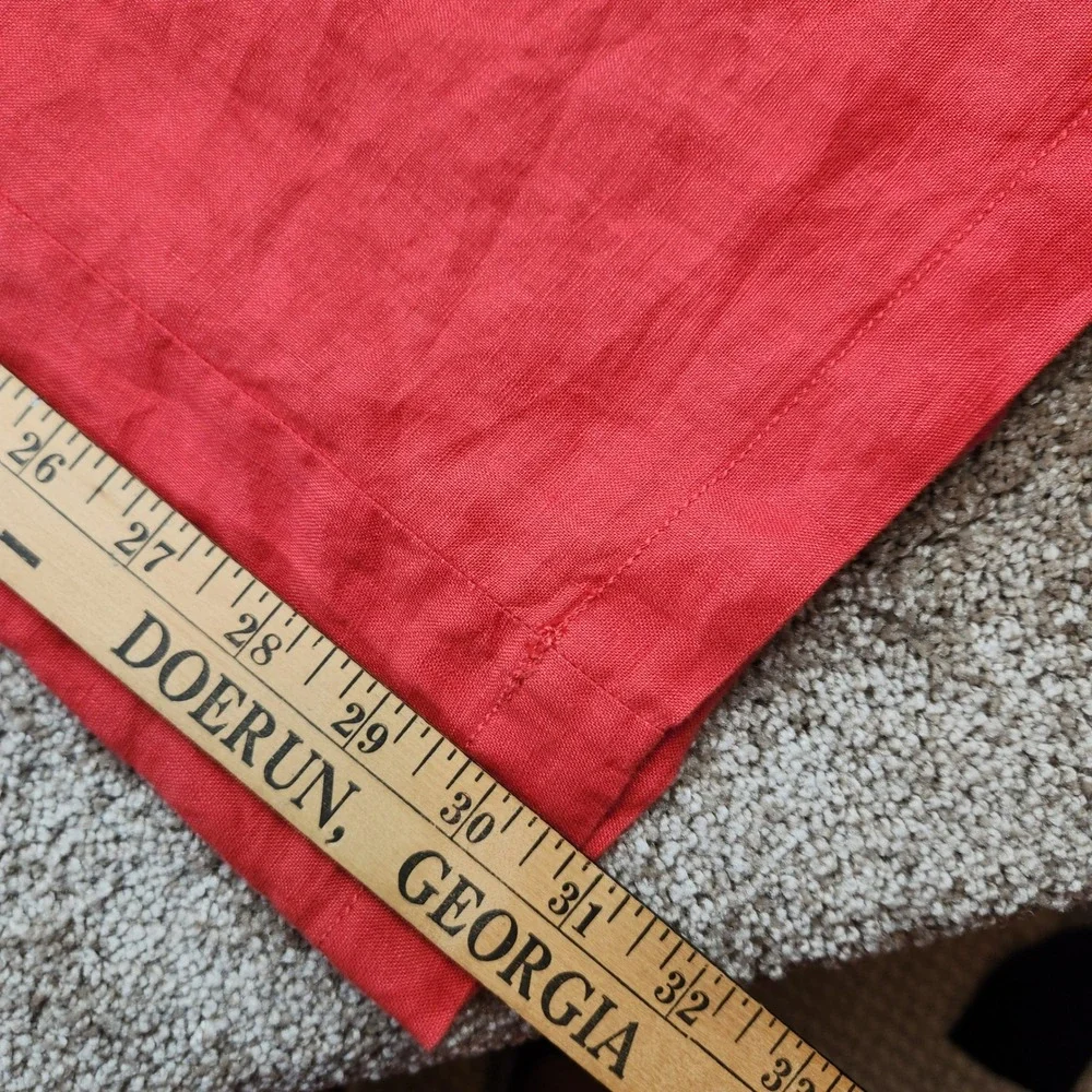 Banana Republic Womens Red Wide Leg Linen Pants Trousers Size 10 Mid Rise